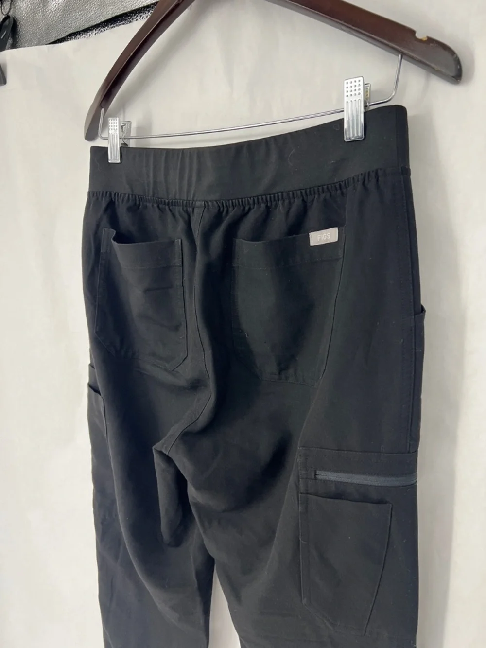 Figs Black Jogger Pants with Light Gray Drawstring